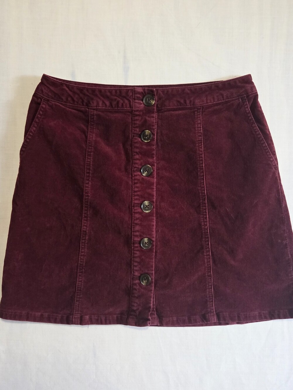 Maurices Burgundy Button Skirt 6